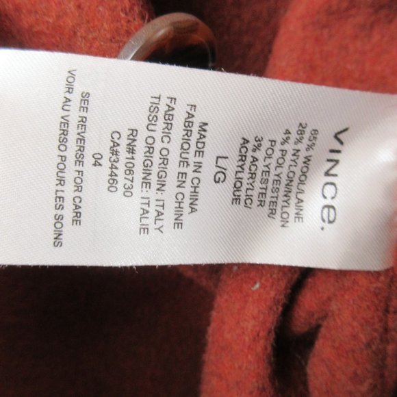 Vince Oversized Blanket Coat Size L Rust - Picture 4 of 8